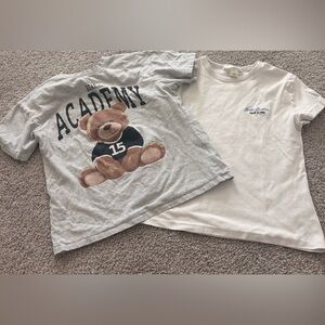 H&M Gray Academy Bear Tee and White girl tee. 
Set of 2